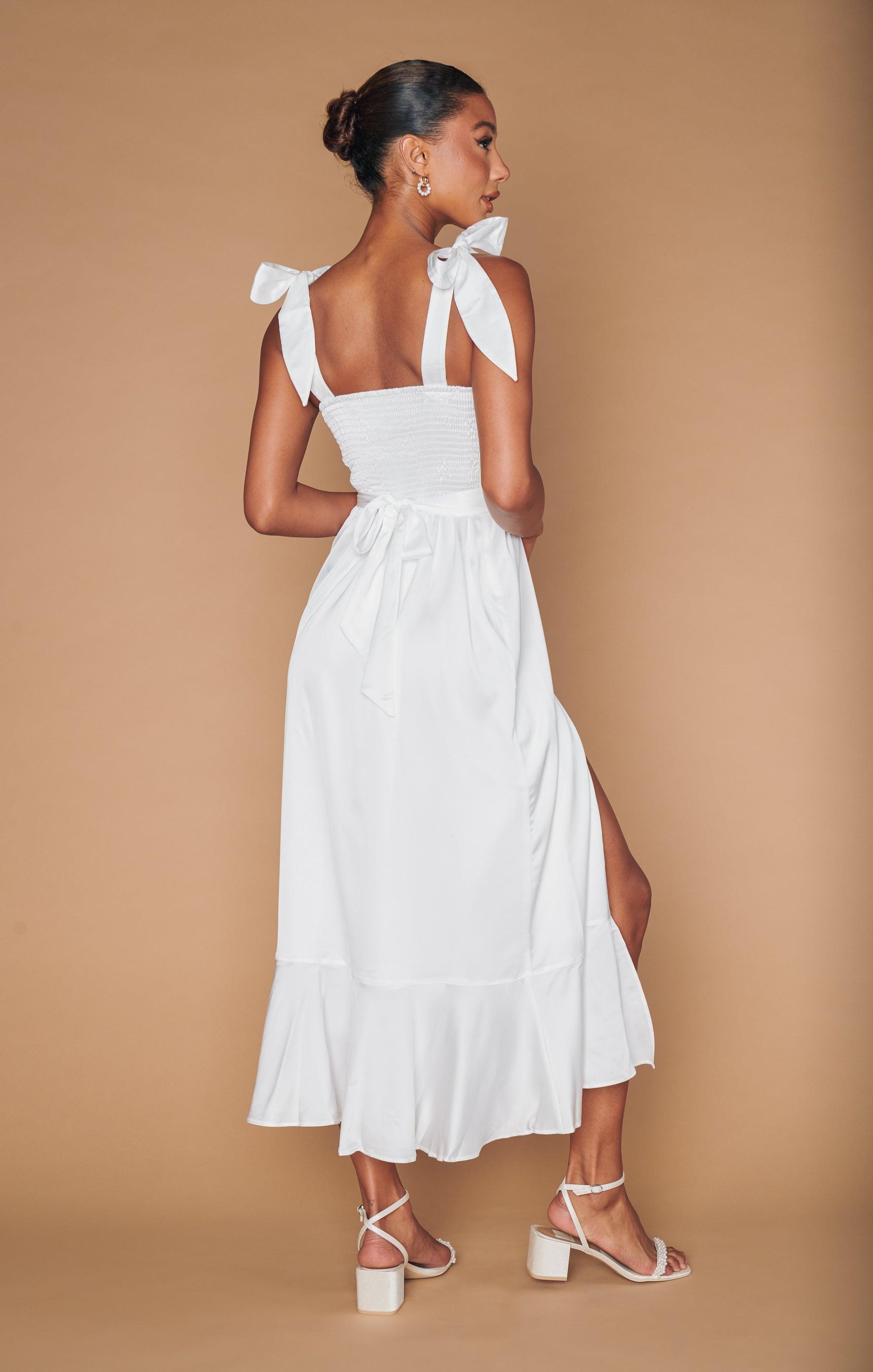 Garden Midi Dress ~ Ivory Luxe Satin Product Image