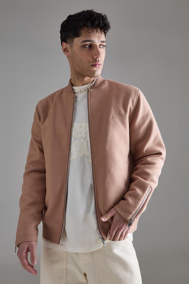 Regular Melton Homme Bomber | boohooMAN USA Product Image