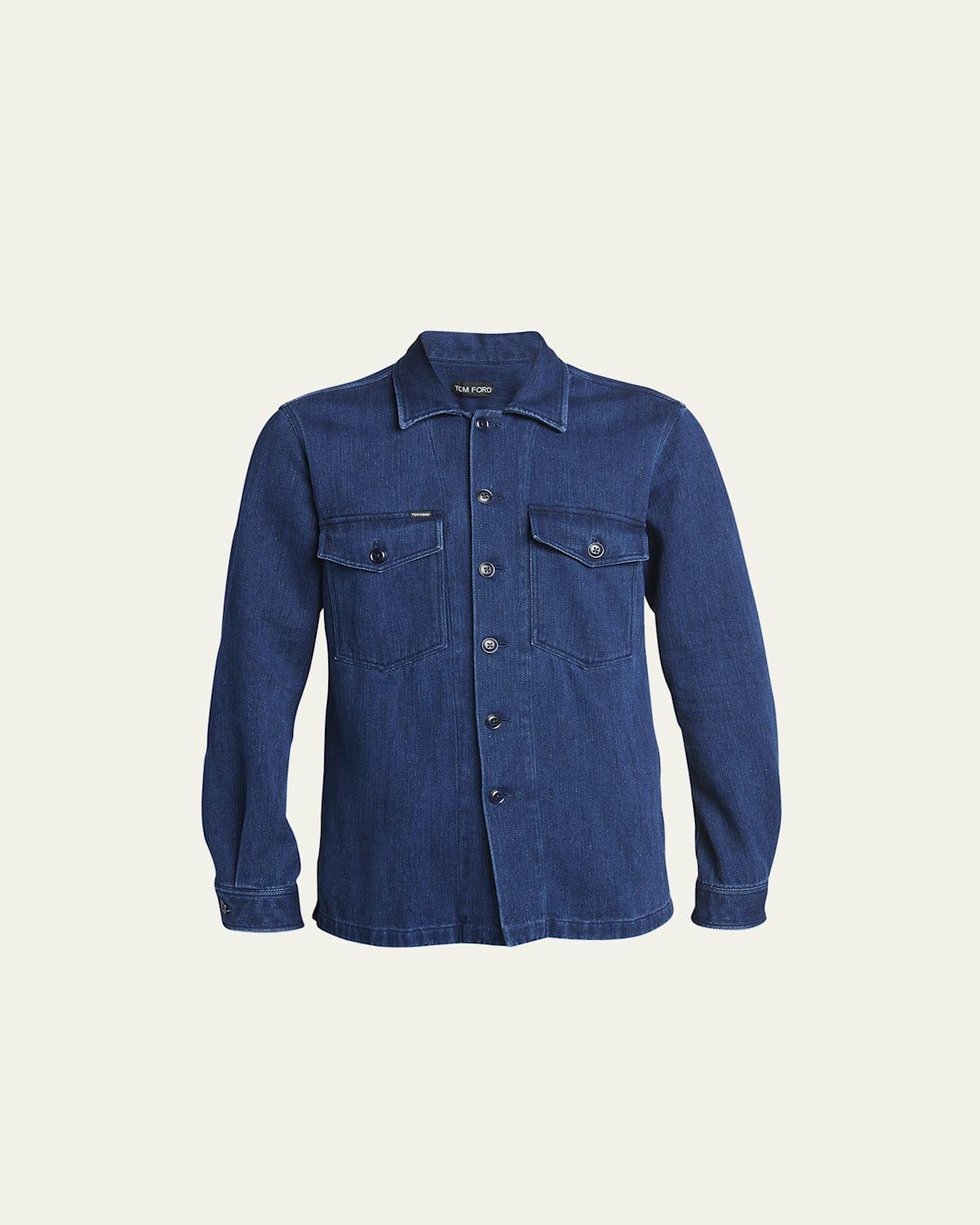 Mens Dark Wash Denim Overshirt Product Image