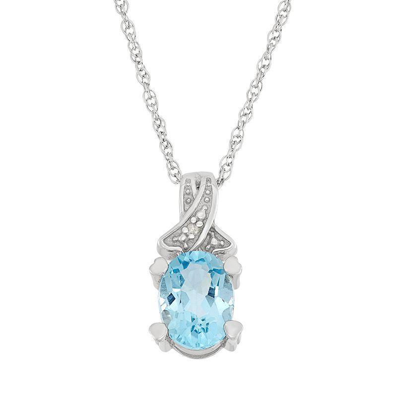 Jewelexcess Sky Blue Topaz & Diamond Accent Sterling Silver Pendant Necklace, Womens Product Image