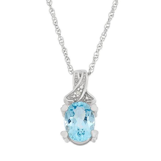 Jewelexcess Sky Blue Topaz & Diamond Accent Sterling Silver Pendant Necklace, Womens Product Image