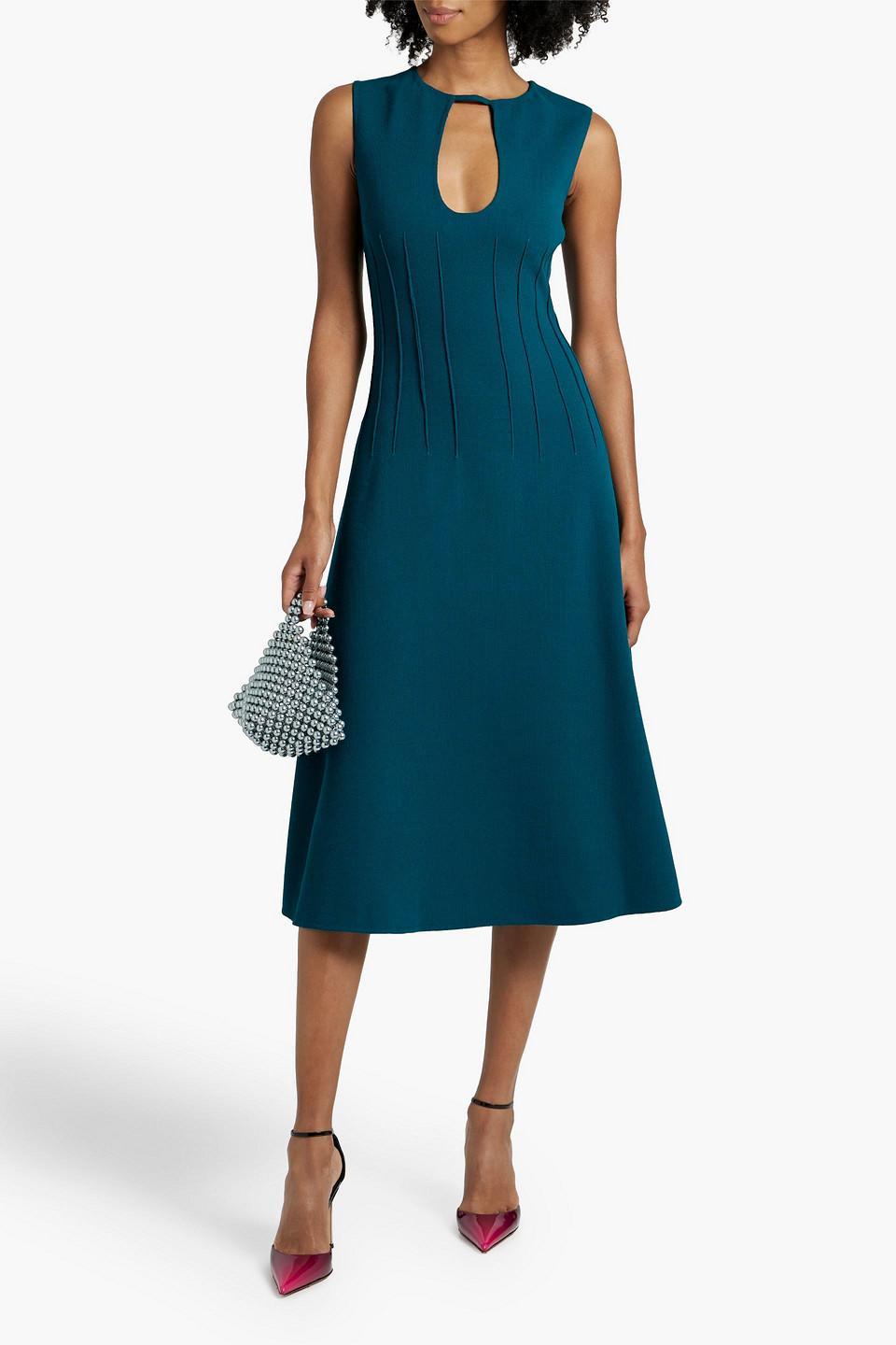 Cutout Stretch-crepe Midi Dress In Petrol Product Image