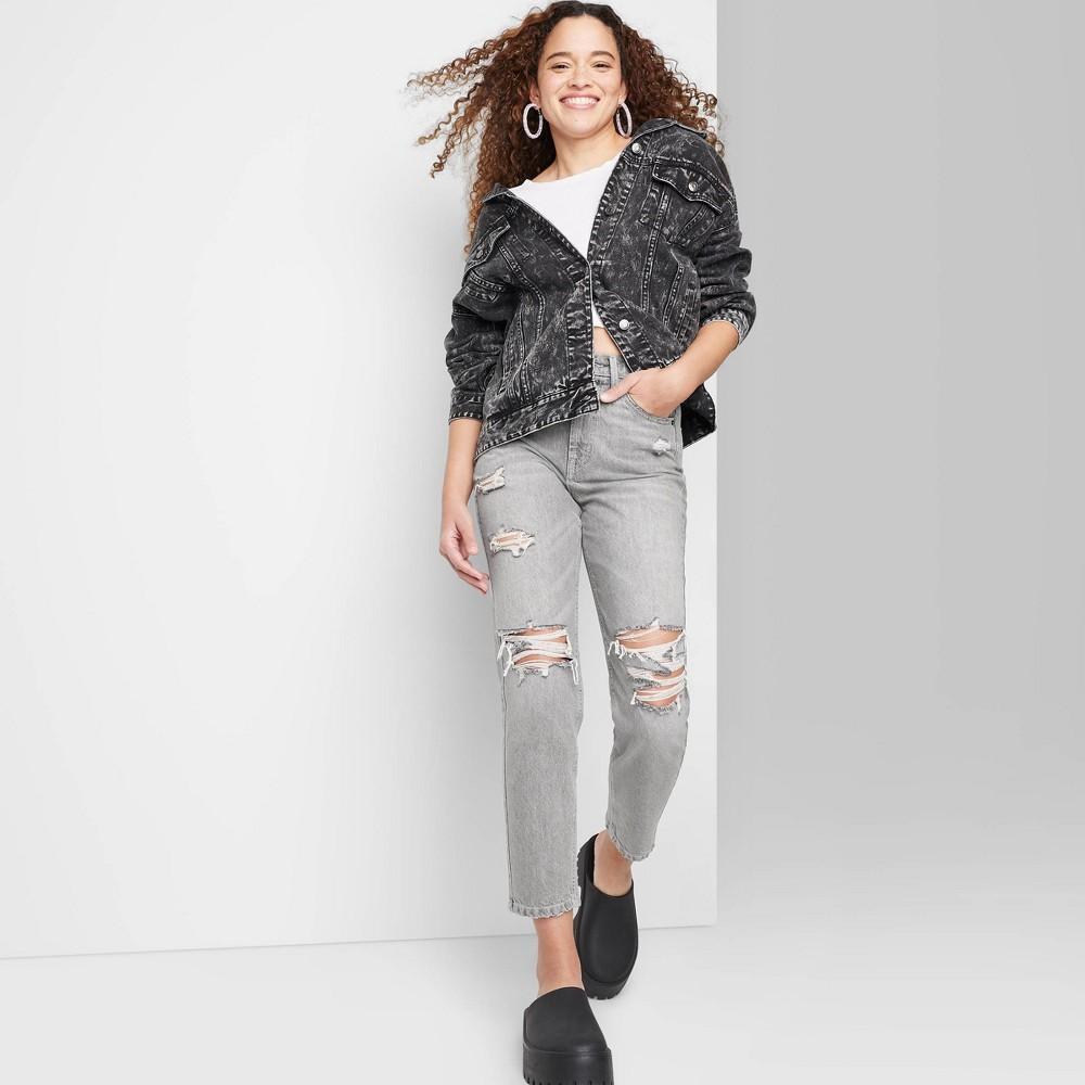 Womens Super-High Rise Tapered Jeans - Wild Fable Gray Wash 0 Product Image