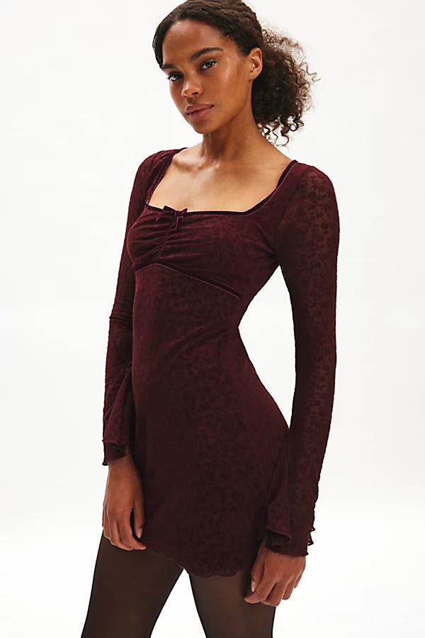 Motel Luth Velvet Floral Long Sleeve Mini Dress Womens at Urban Outfitters Product Image