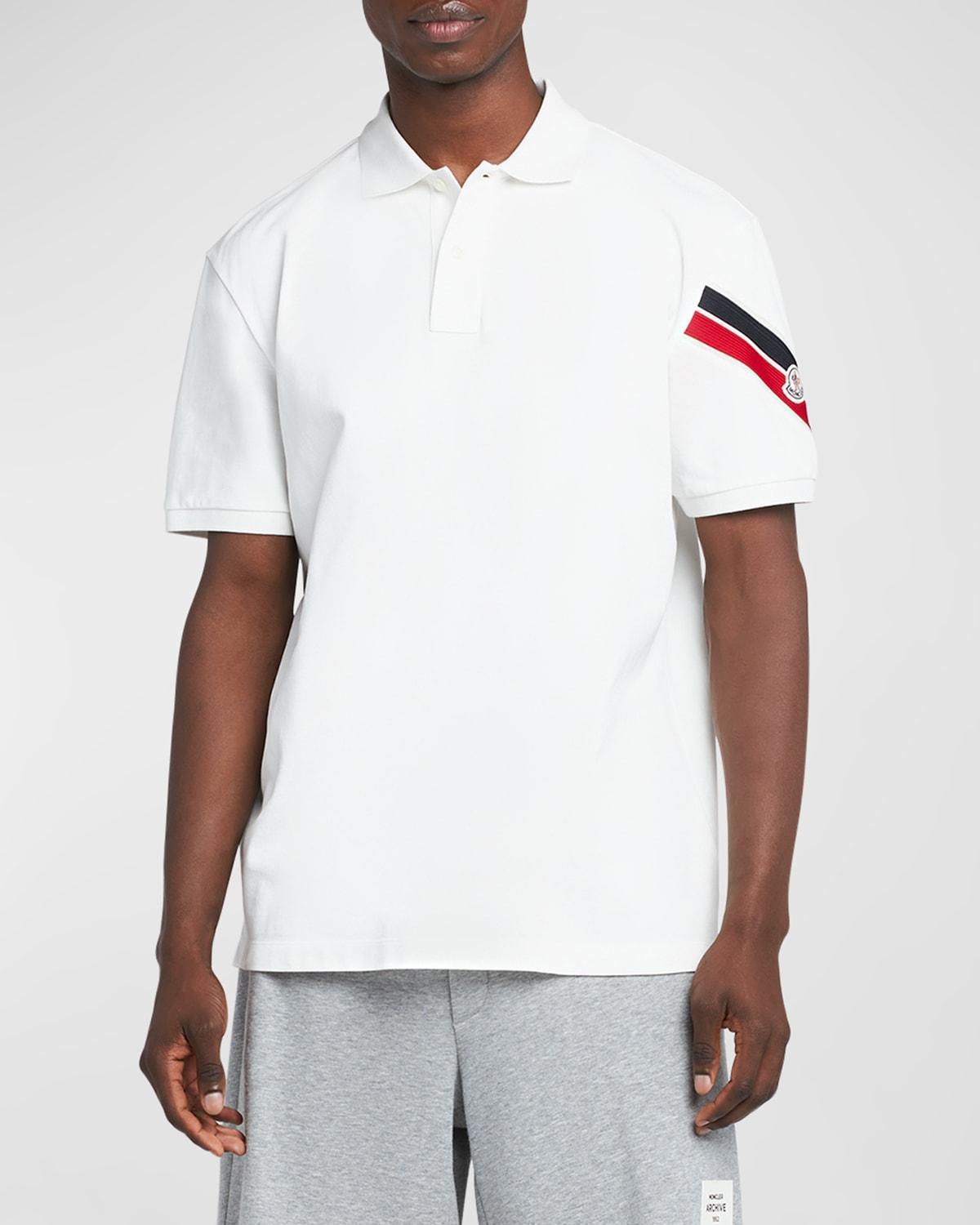 Mens Stripe-Sleeve Polo Shirt Product Image