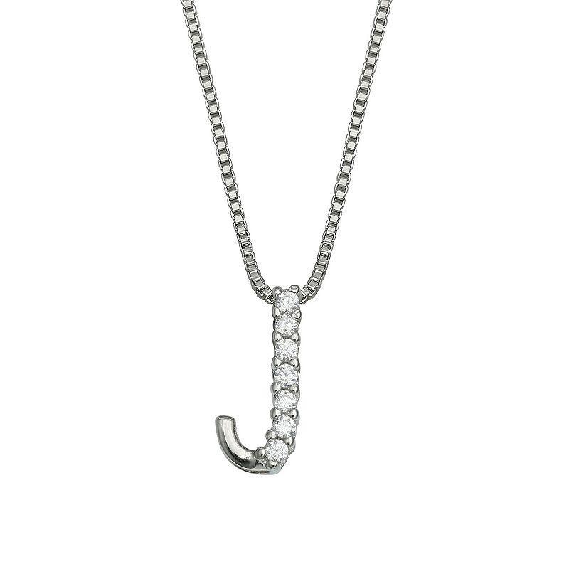 PRIMROSE Sterling Silver Cubic Zirconia Initial Pendant Necklace, Womens Silver Tone B Product Image