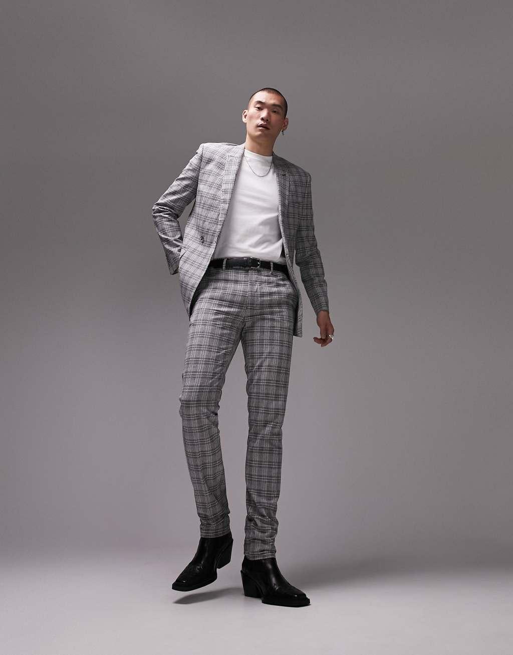 Topman skinny plaid suit pants Product Image