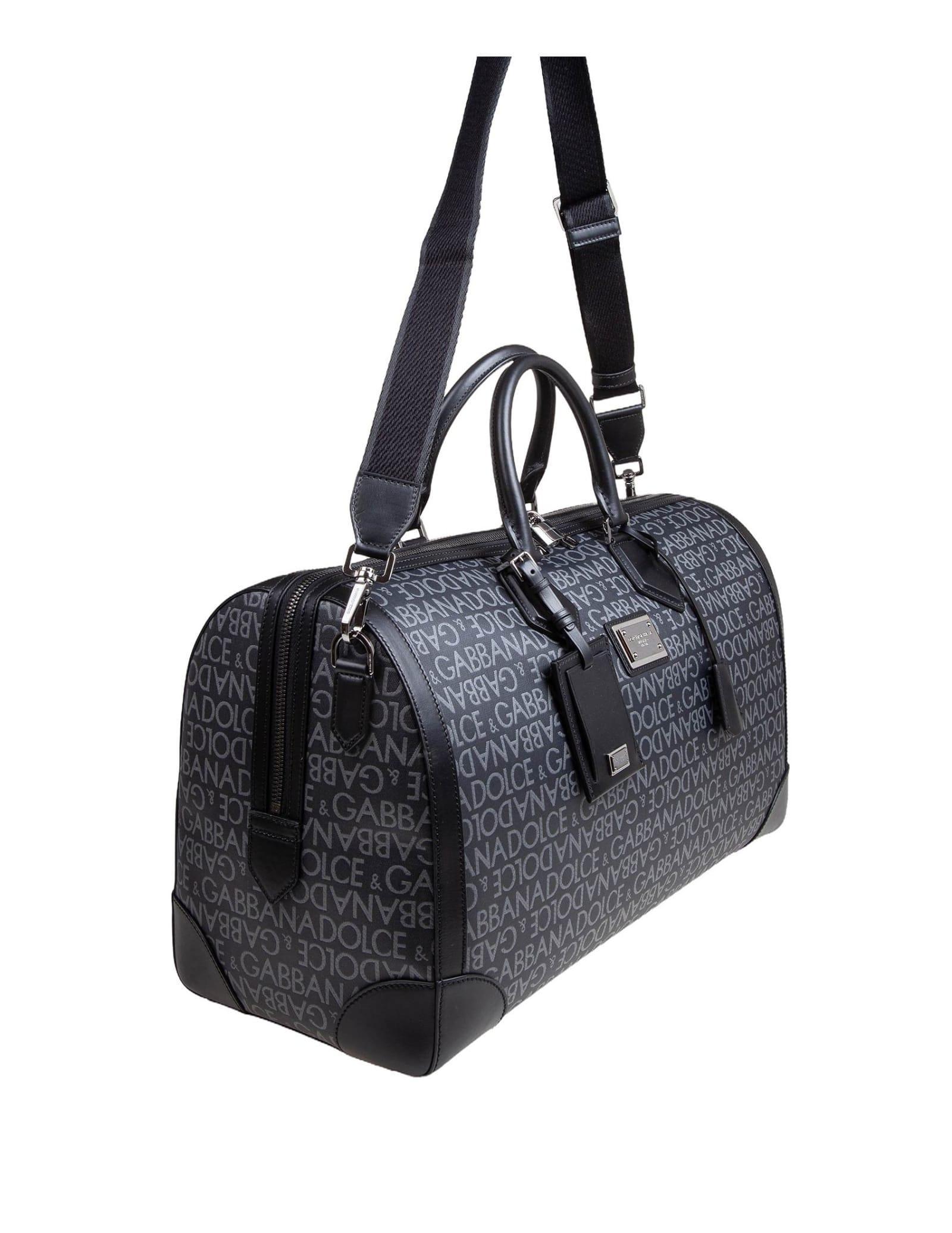 Dolce E Gabbana Logo Jacquard Bag In Black / Grey Product Image