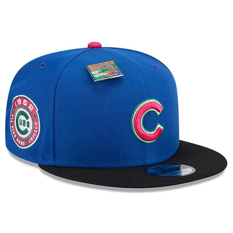 Mens New Era Royal/Black Chicago Cubs Watermelon Big League Chew Flavor Pack 9FIFTY Snapback Hat Product Image