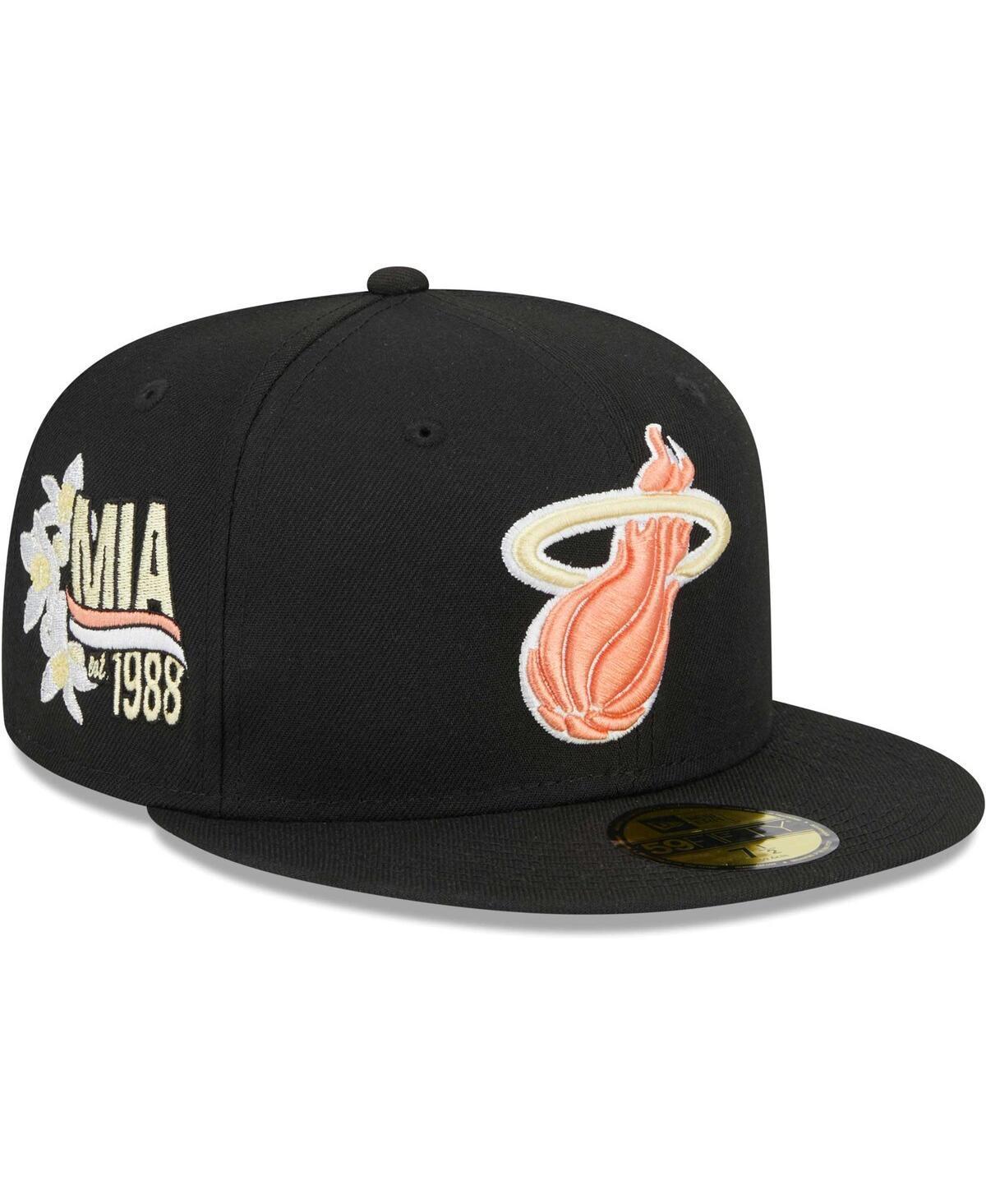 Mens New Era Black Miami Heat Floral Side 59FIFTY Fitted Hat Product Image