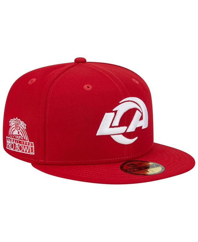 Mens New Era Scarlet Los Angeles Rams 1990 Hawaii Pro Bowl Main Patch 59FIFTY Fitted Hat Product Image