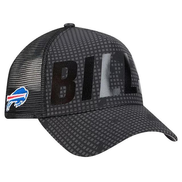 Mens New Era Buffalo Bills Midnight Ink Tonal Text A-Frame Trucker 9FORTY Adjustable Hat Product Image