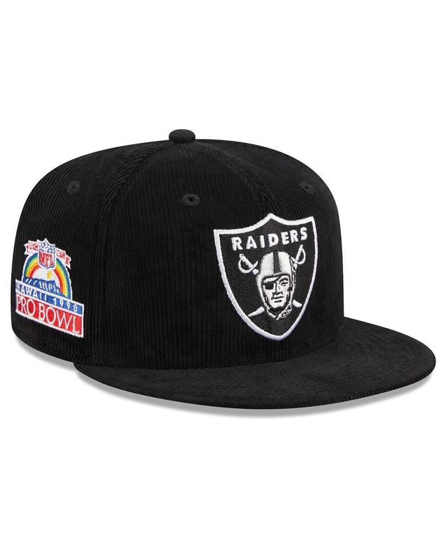 Mens New Era Black Las Vegas Raiders Throwback Cord 59FIFTY Fitted Hat Product Image