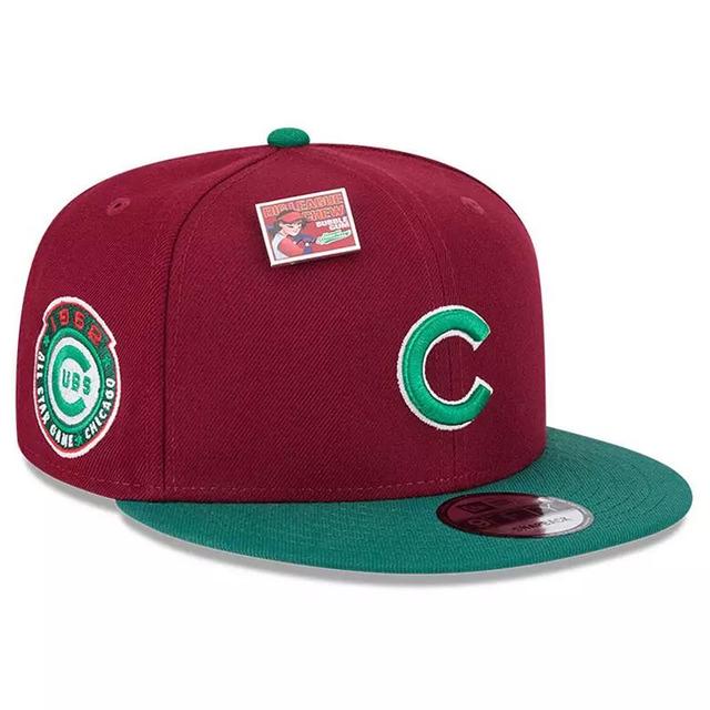 Mens New Era Cardinal/Green Chicago Cubs Strawberry Big League Chew Flavor Pack 9FIFTY Snapback Hat Product Image