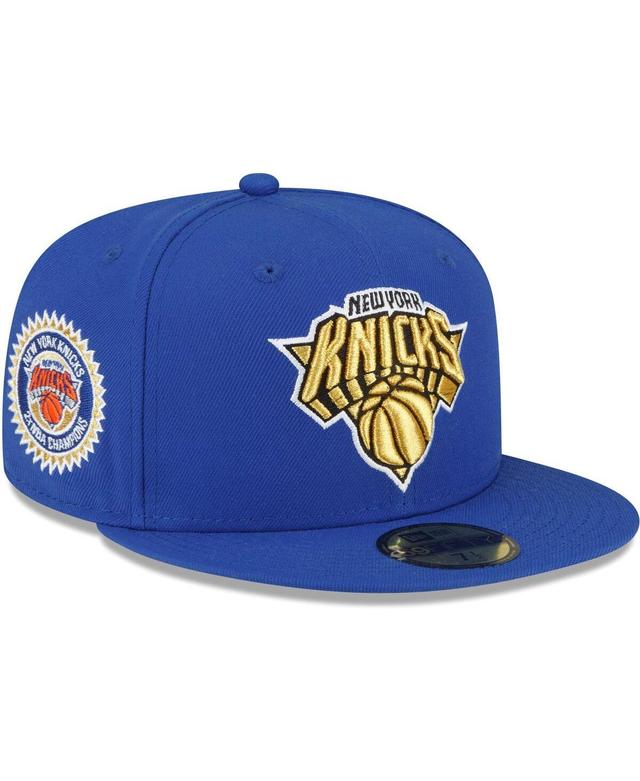 Mens New Era New York Knicks 2x NBA Champions Metallic Undervisor 59FIFTY Fitted Hat Product Image