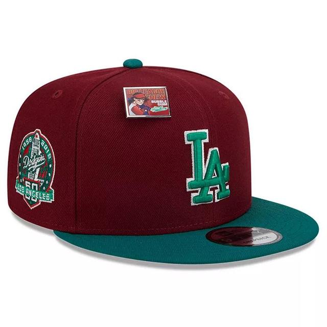 Mens New Era Cardinal/Green Los Angeles Dodgers Strawberry Big League Chew Flavor Pack 9FIFTY Snapback Hat Product Image