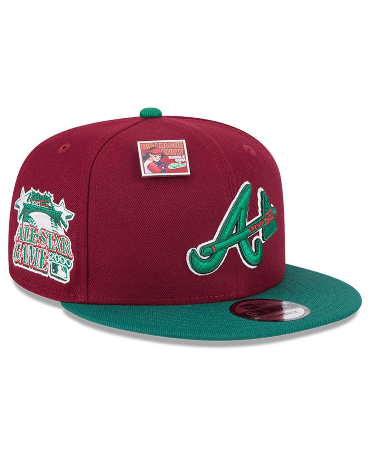 New Era Mens Cardinal Atlanta Braves Strawberry Big League Chew Flavor Pack 9FIFTY Snapback Hat - Cardinal, Green Product Image