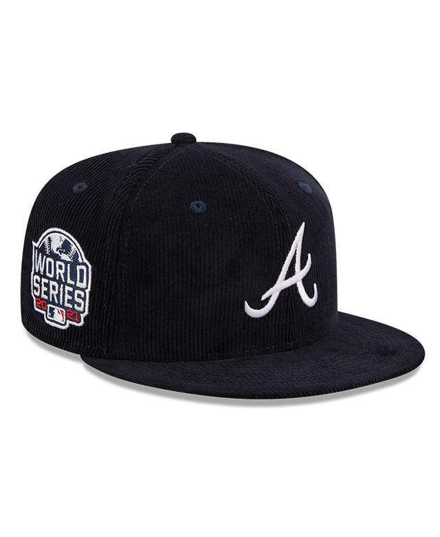 Mens New Era Atlanta Braves Throwback Corduroy 59FIFTY Fitted Hat Blue Product Image