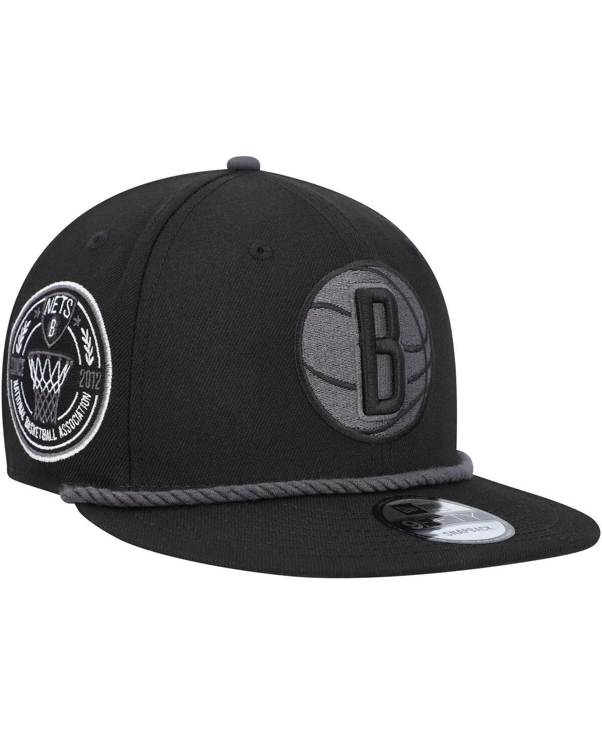 Mens New Era Black Brooklyn Nets Back Laurels 9FIFTY Snapback Hat Product Image