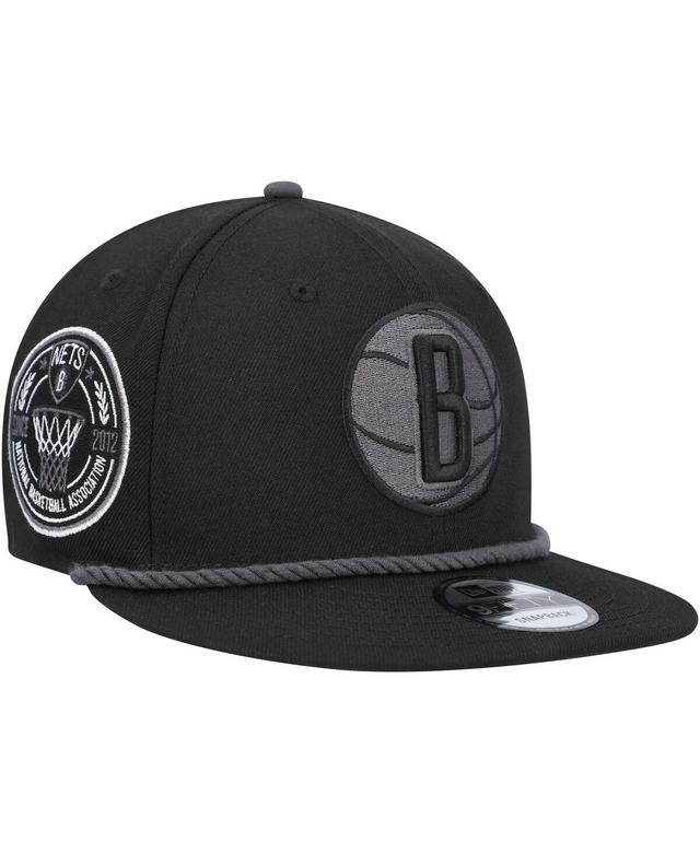 Mens New Era Black Brooklyn Nets Back Laurels 9FIFTY Snapback Hat Product Image