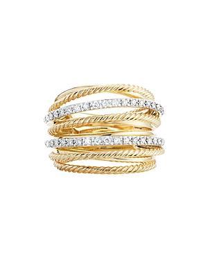 Womens Crossover 18K Gold & Pav Diamond Wide Ring Product Image