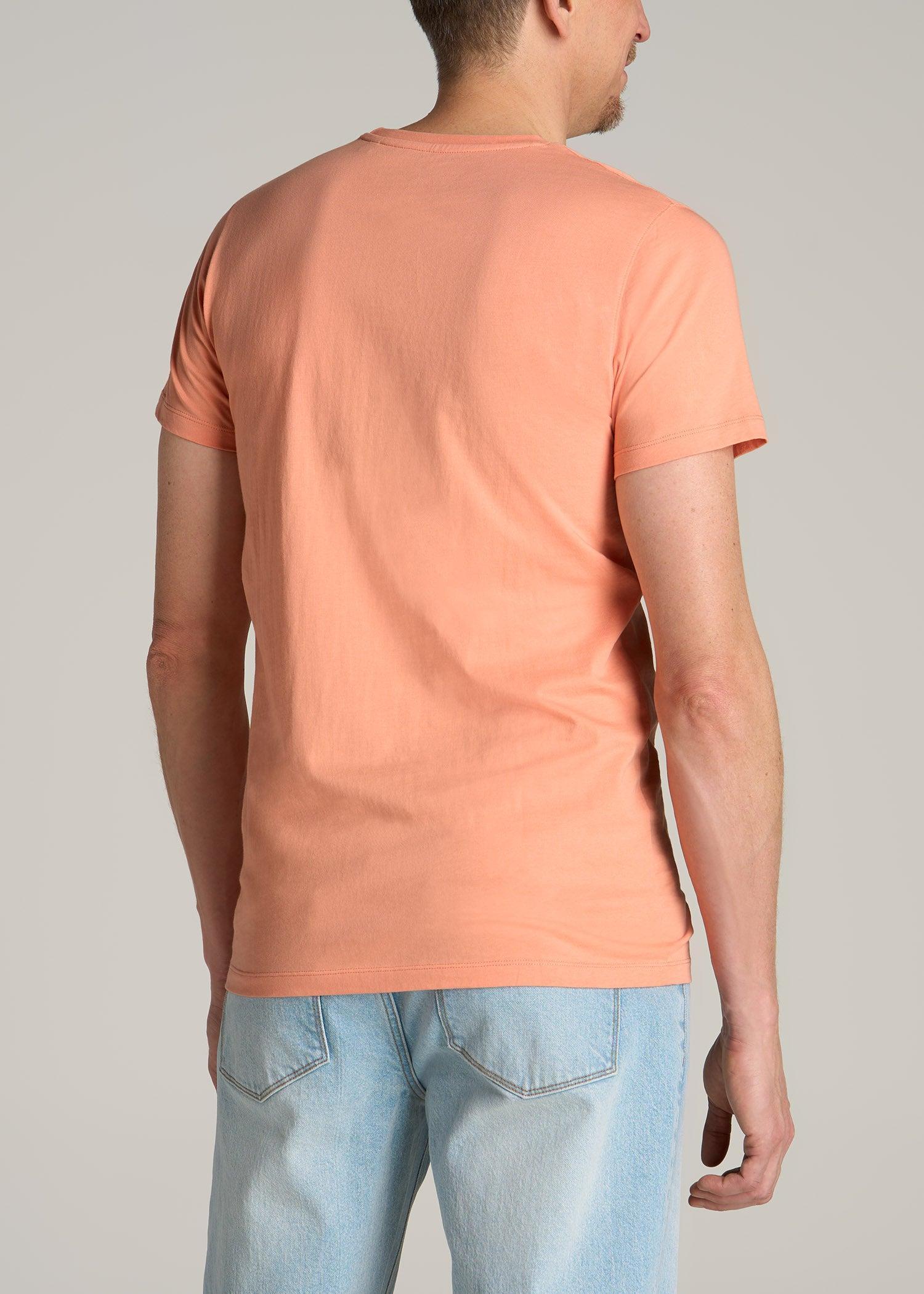 MODERN-FIT Embroidered Logo Crewneck T-Shirt for Tall Men in Apricot Crush Product Image