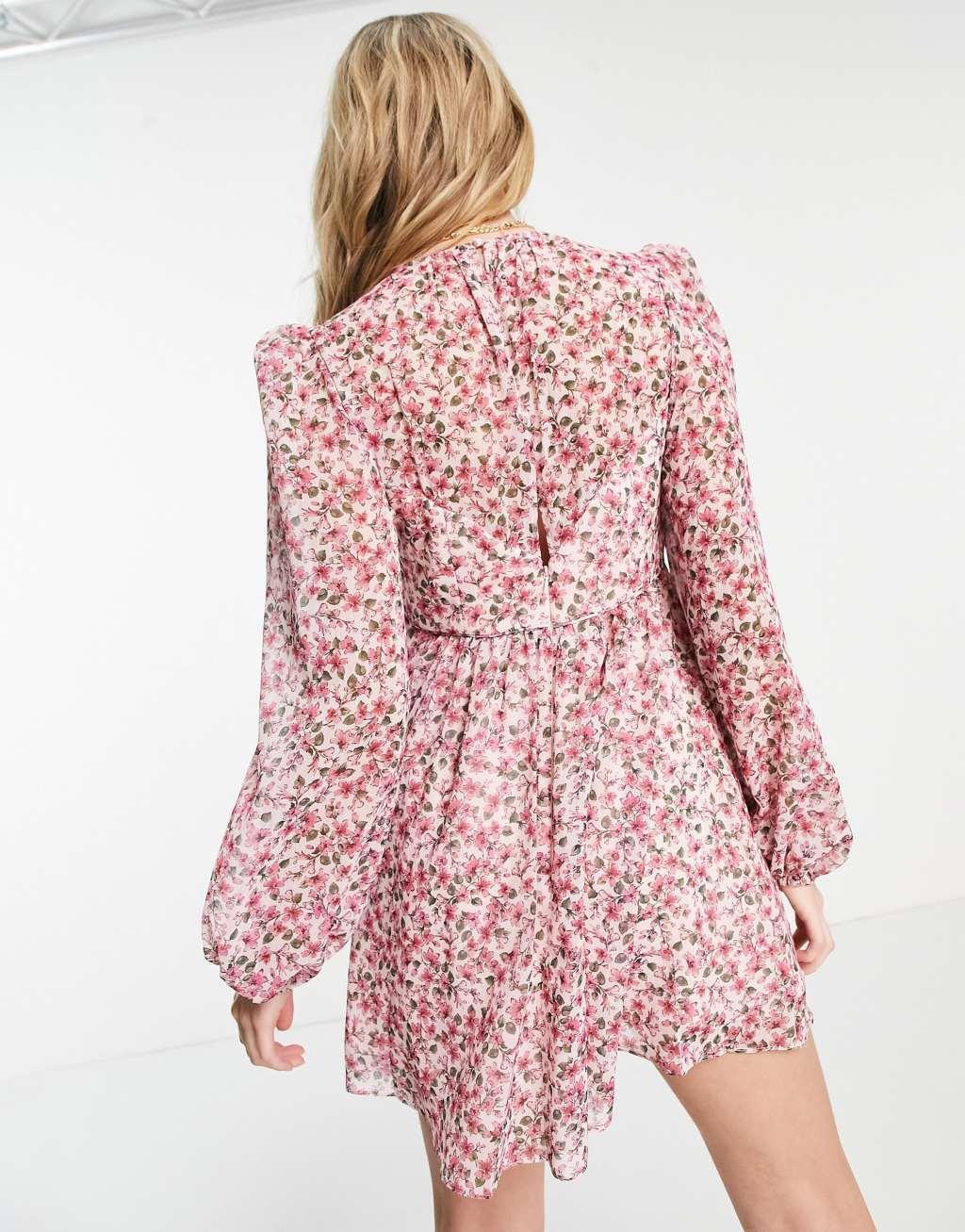 Ever New pintuck blouson sleeve ruched mini dress Product Image