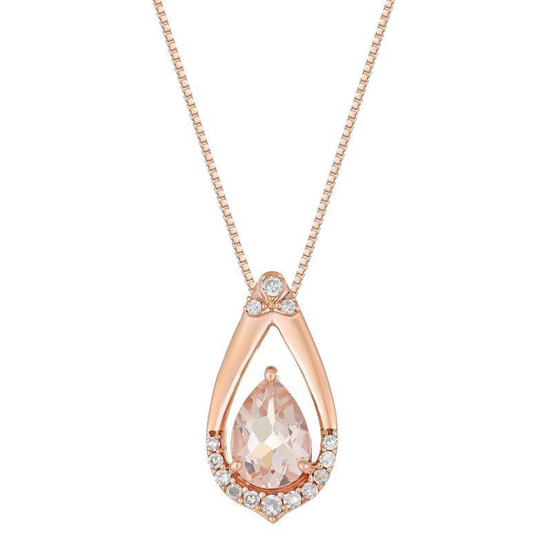 Gemminded 10k Rose Gold Morganite & Diamond Accent Pendant Necklace, Womens Product Image