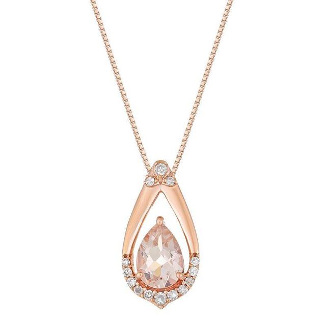 Gemminded 10k Rose Gold Morganite & Diamond Accent Pendant Necklace, Womens Pink Product Image