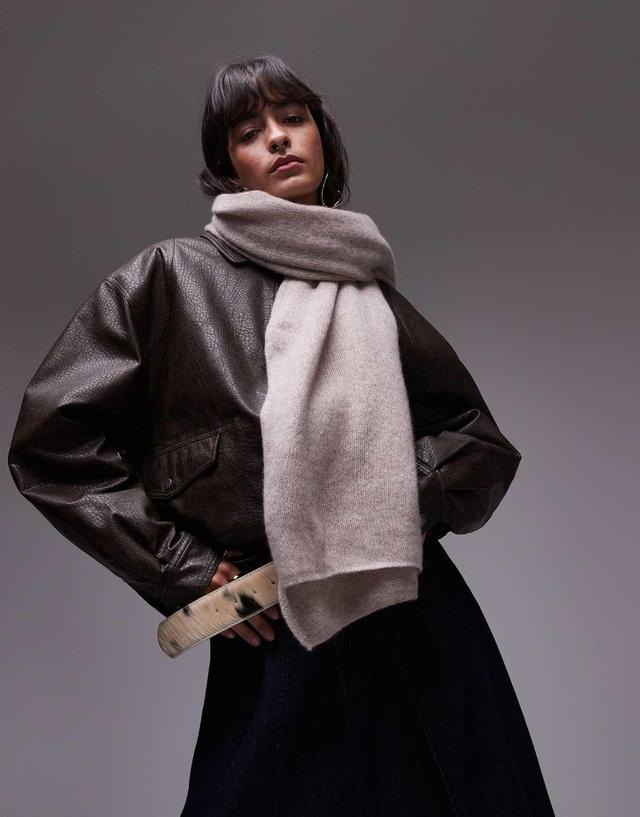 Mango cashmere oversized scarf in beige Product Image