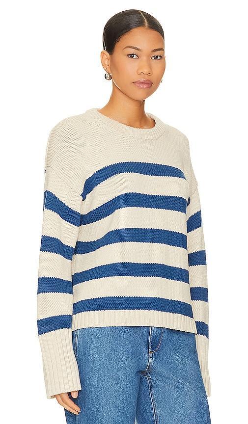 White + Warren Striped Crewneck in Beige. Size S. Product Image