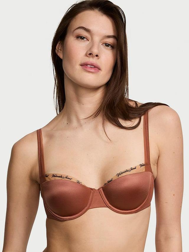 Smooth Logo Embroidery Lightly Lined Balconette Bra Product Image