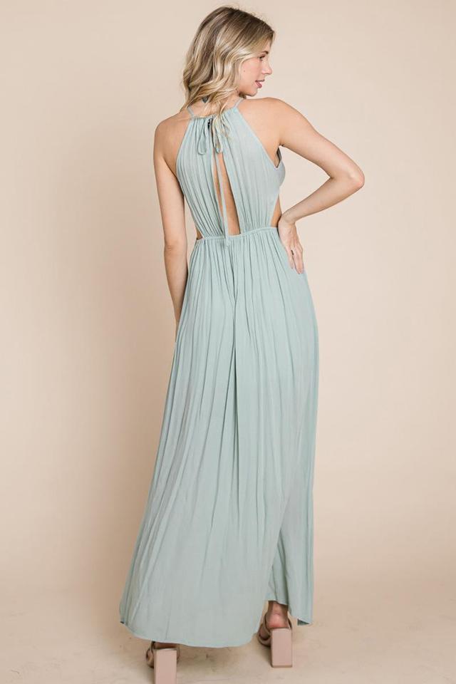 Split Front Cut Out Halter Maxi Dress Product Image