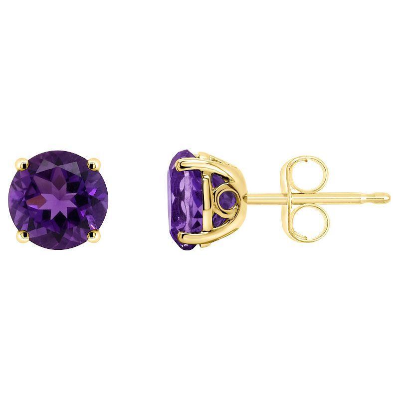 Alyson Layne 14k Gold Round Amethyst Stud Earrings, Womens Product Image