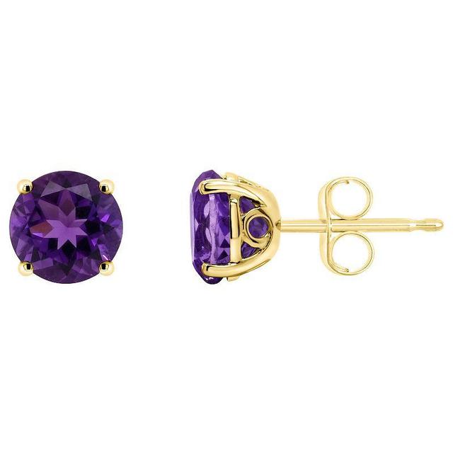 Alyson Layne 14k Gold Round Amethyst Stud Earrings, Womens, Purple Product Image