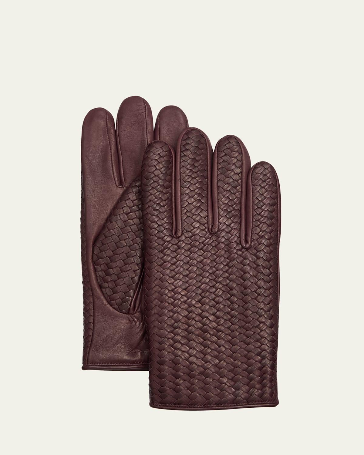 Mens Woven Leather Gloves Product Image