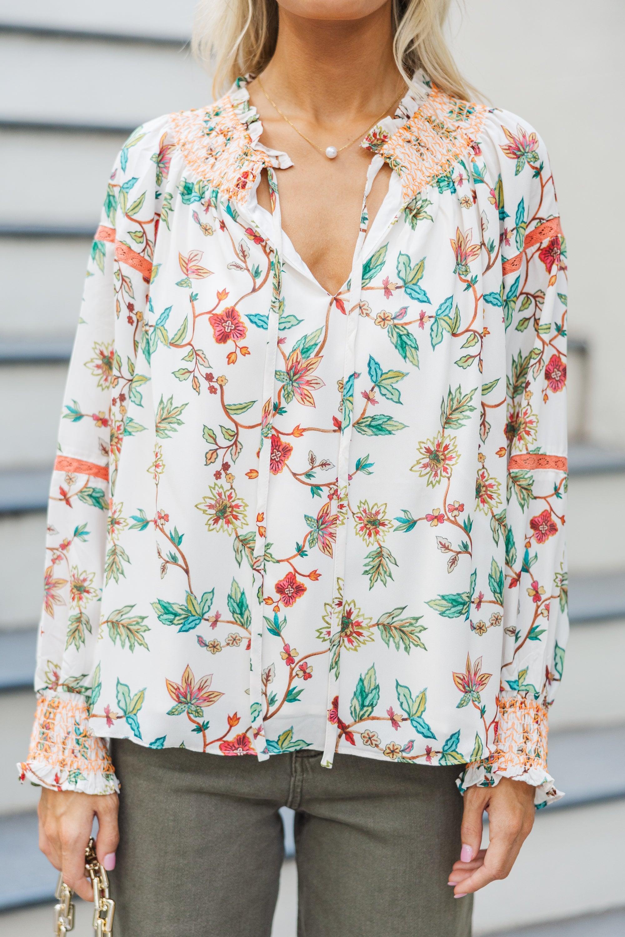 You Know Best Ivory White Floral Blouse Female Product Image