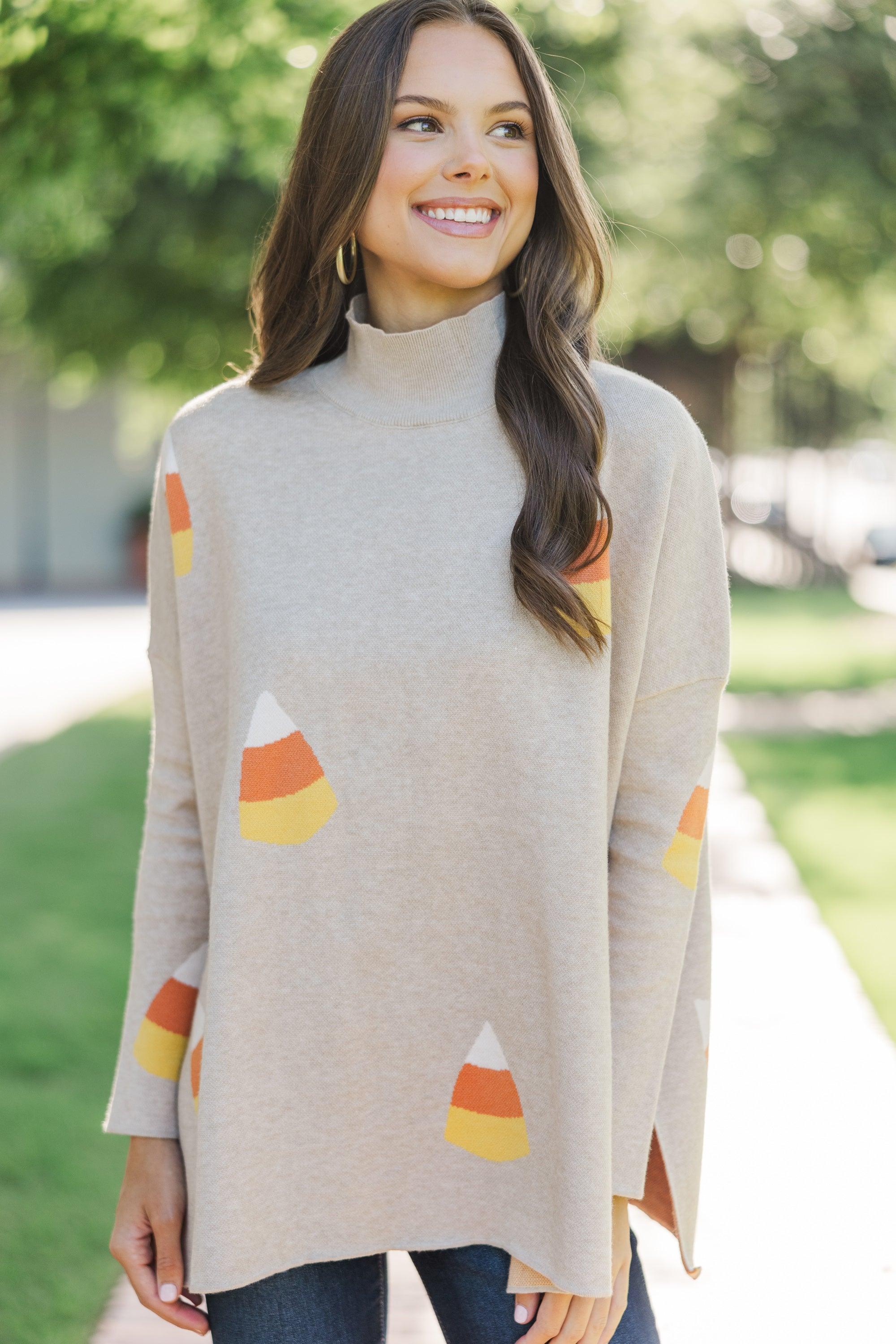 Quick Decisions Oatmeal Candy Corn Sweater Female Product Image