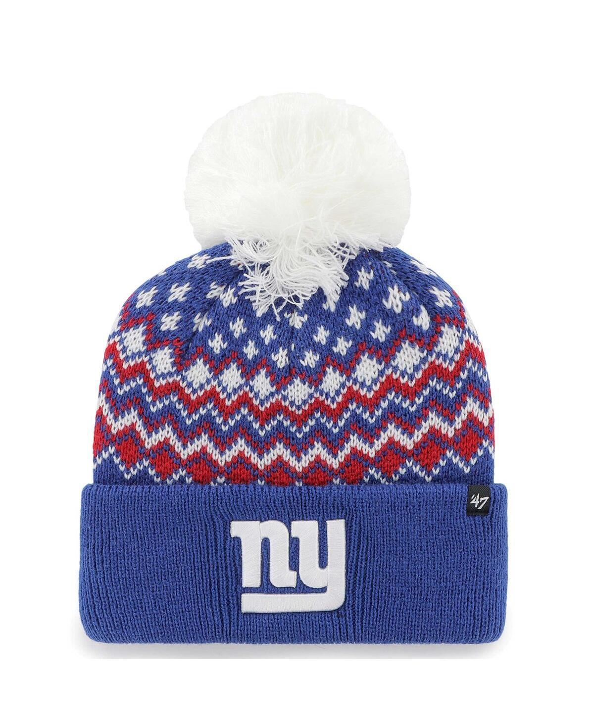 Womens 47 Royal New York Giants Elsa Cuffed Knit Hat with Pom Product Image