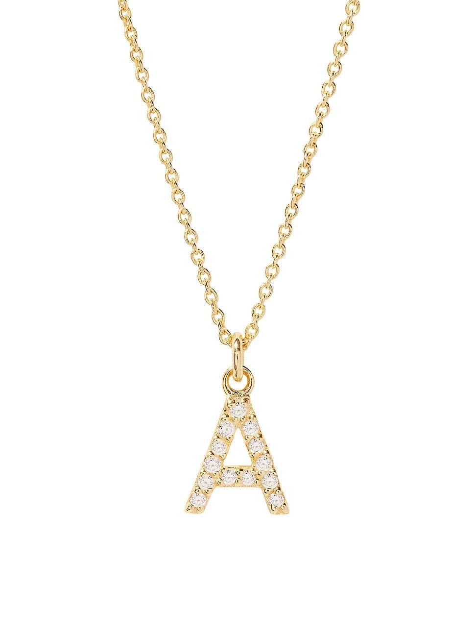 Womens Blaire 14K-Yellow-Gold Vermeil & 0.3-0.11 TCW Diamond Initial Pendant Necklace Product Image