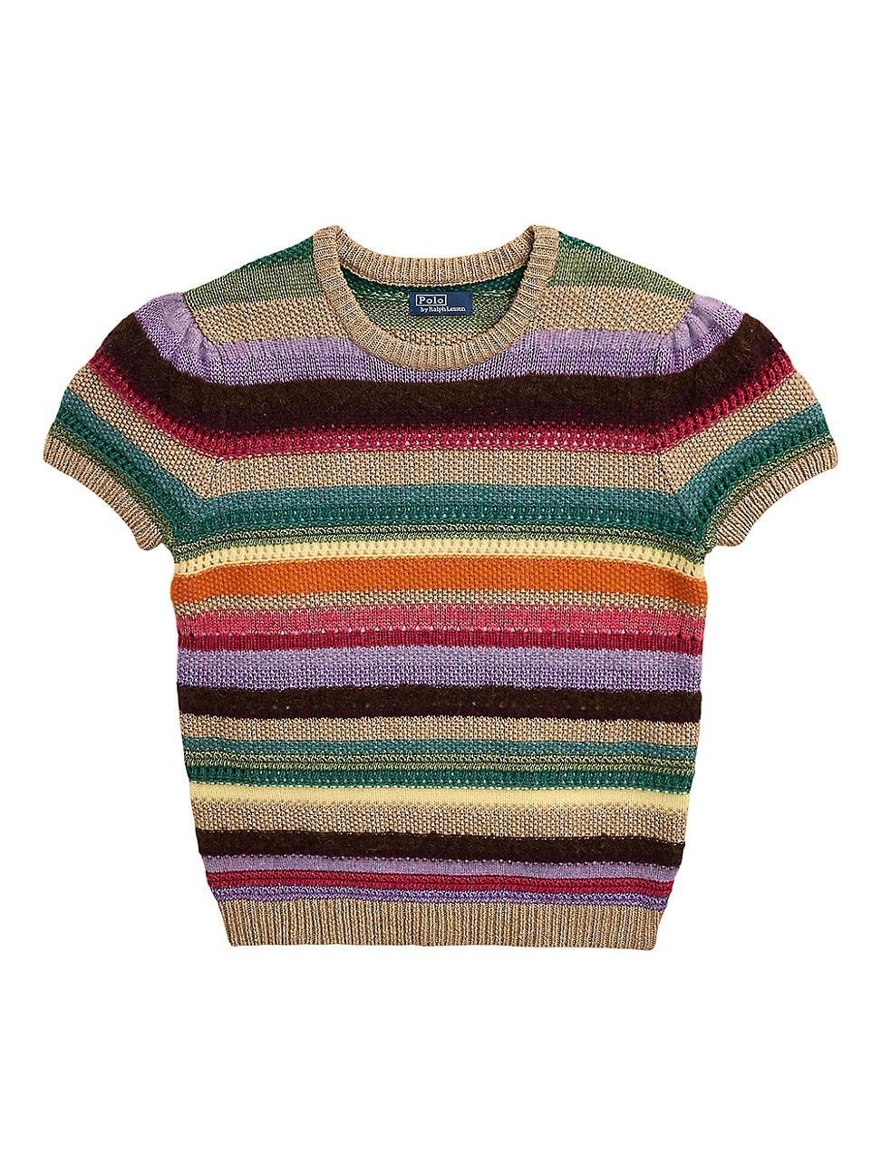 Womens Striped Short-Sleeve Sweater product image