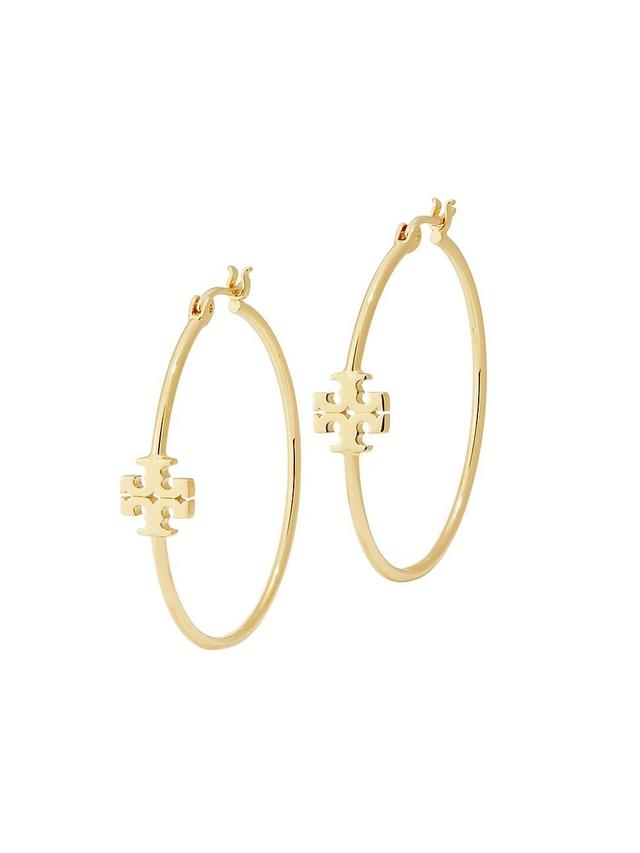 Womens Eleanor 18K-Gold-Plated Logo Hoop Earrings Product Image