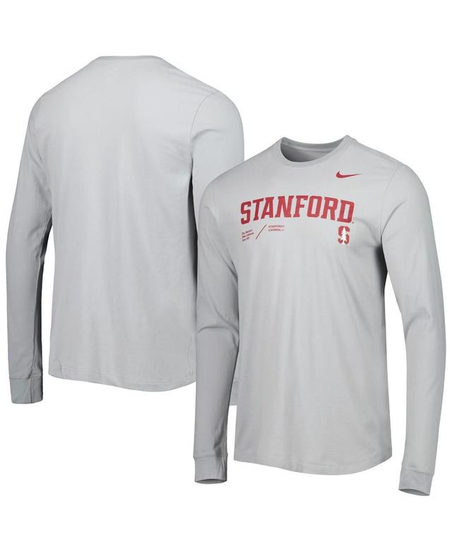 Mens Nike Gray Stanford Cardinal Team Practice Performance Long Sleeve T-Shirt Product Image