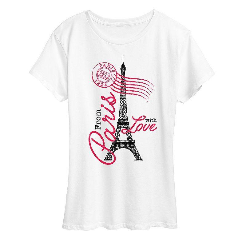 Womens Paris Love Postmark Graphic Tee Grey Gray Product Image