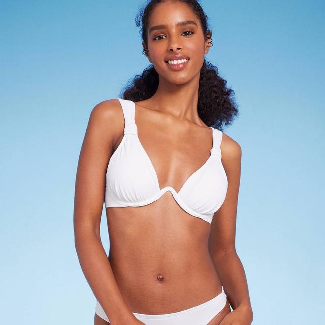 Womens Knot Detail Continuous Underwire Bikini Top - Shade & Shore White 32D Product Image