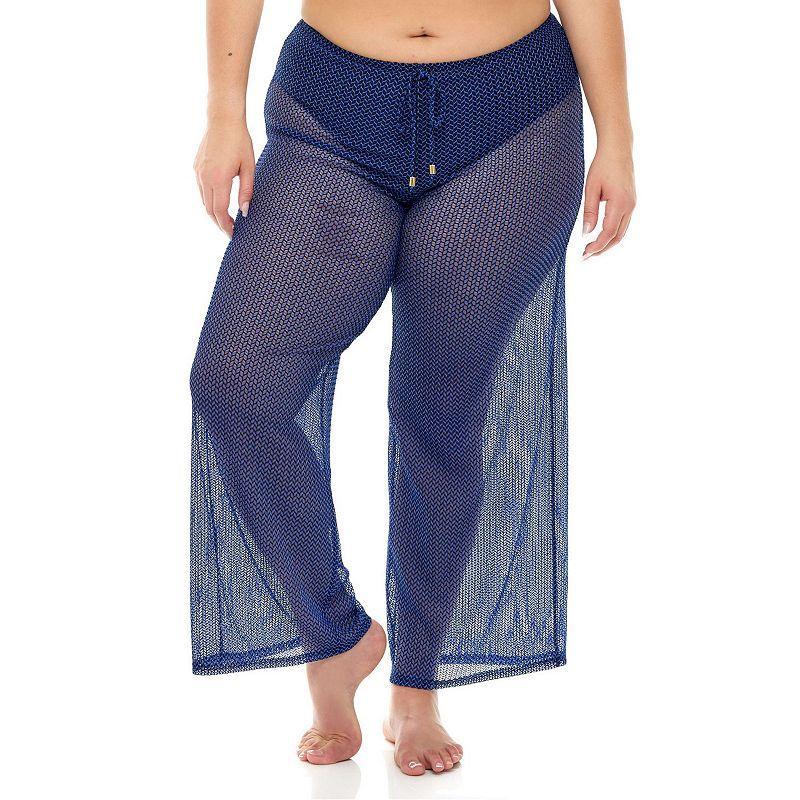 Plus Size Jordan Taylor Sheer Herringbone Swim Cover-Up Pants, Womens Product Image