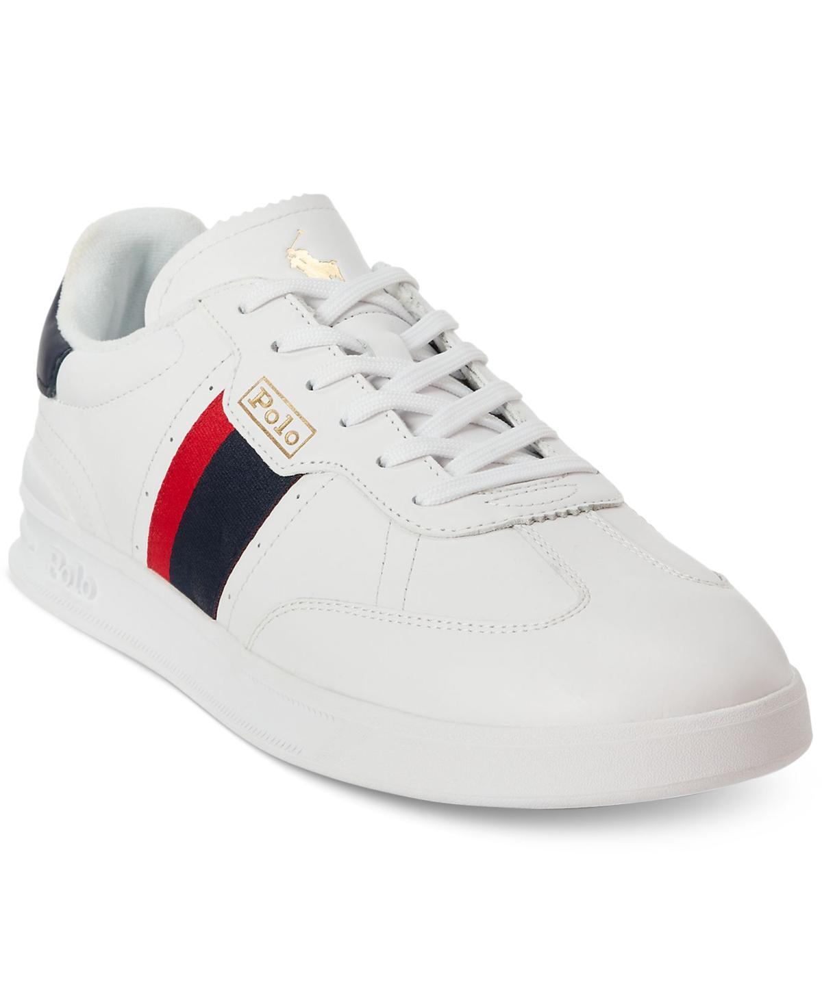 Polo Ralph Lauren Mens Heritage Aera Lace-Up Sneakers - White/Red Product Image