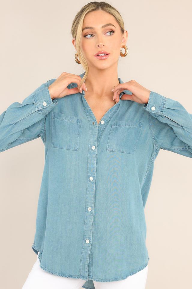 Thread & Supply Ginger Western Wash Chambray Top Blue Product Image