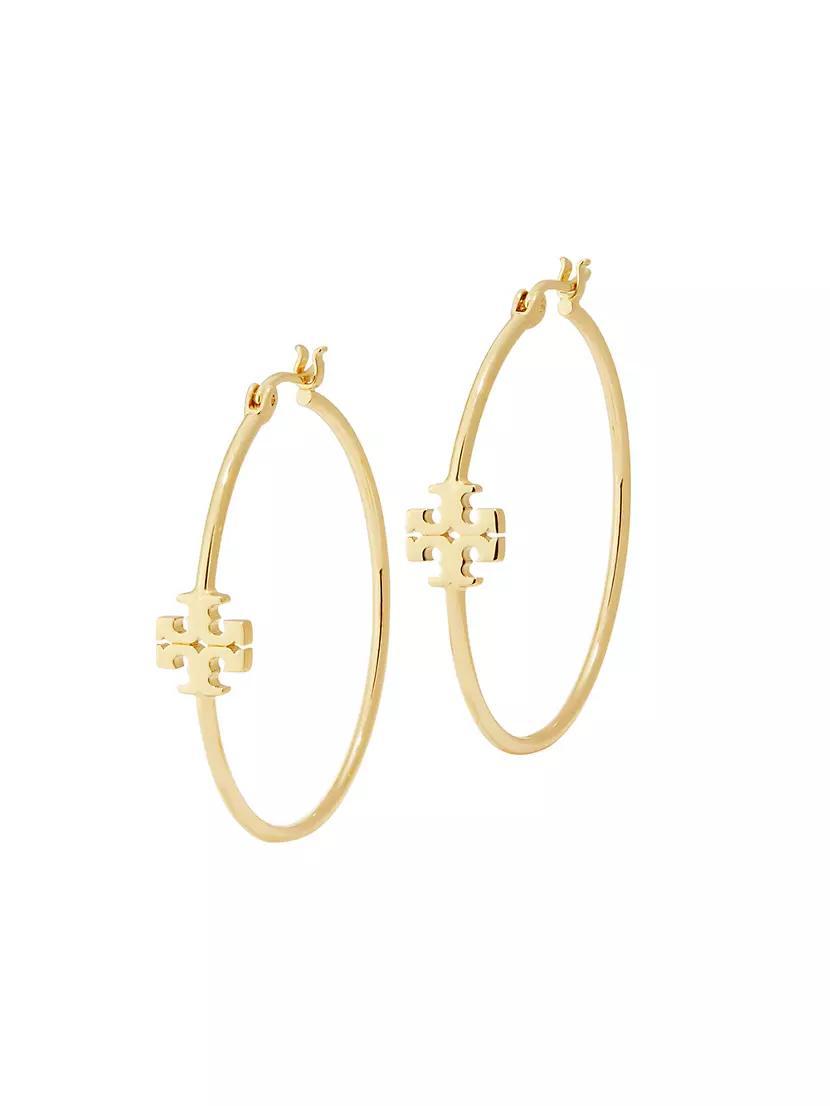 Eleanor 18K-Gold-Plated Logo Hoop Earrings Product Image