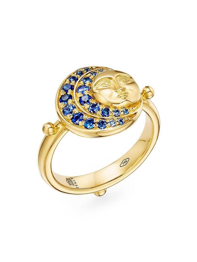 Womens Celestial Lunar Eclipse 18K Yellow Gold & Blue Sapphire Ring Product Image